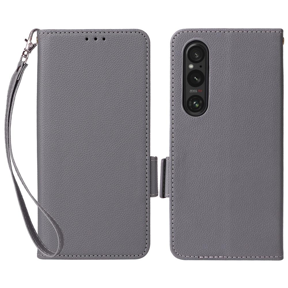 For Sony Xperia 1 VI Case with Wrist Strap Litchi Texture PU Leather Wallet Phone Cover