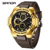 SANDA 3378 Sport Watch Military Wristwatch for Men Alarm Stopwatch LED Digital Back Light Dual Time Display Waterproof Watch Men