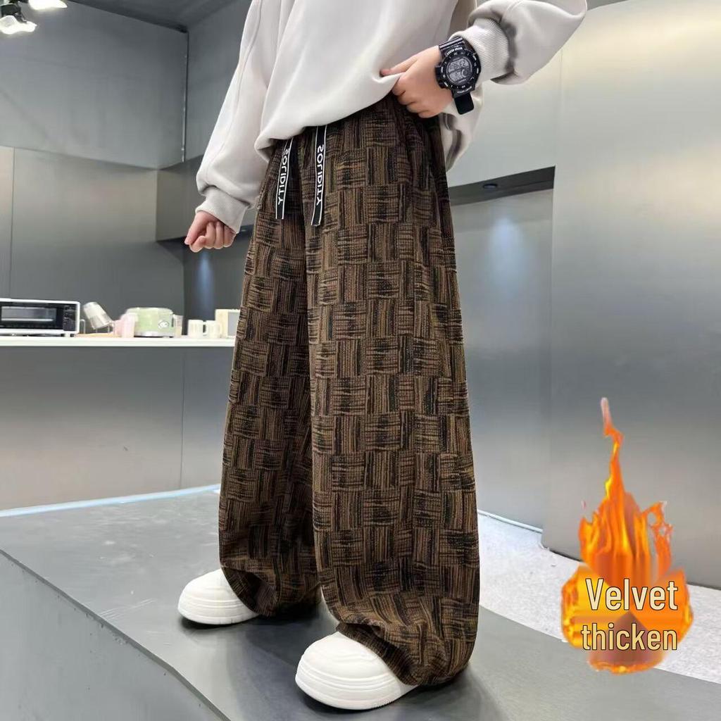 Boys' Fleece-Lined Corduroy Pants: Autumn/Winter 2025 Collection, Thickened One-Piece Casual Wear.