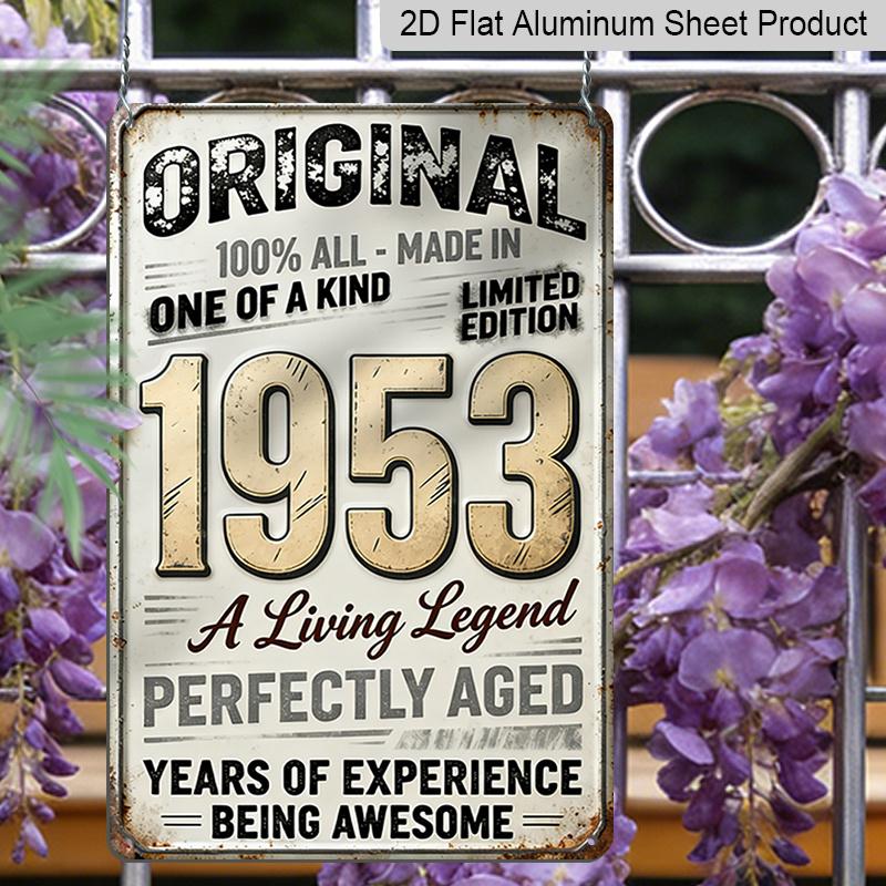2D Flaches Vintage Metall Aluminium Dekoratives Schild (8'' X 12''), Hergestellt 1953, Perfekt gereift, Original Retro Wandkunst, Lebende Legende Heimdekoration für