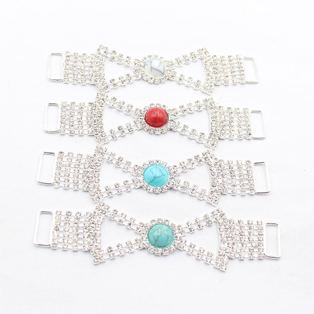 4-piece Set of 15 * 100mm Shiny Butterfly Shaped Rhinestone Turquoise Bikini Chain DIY Wedding Decoration Chain Accessories