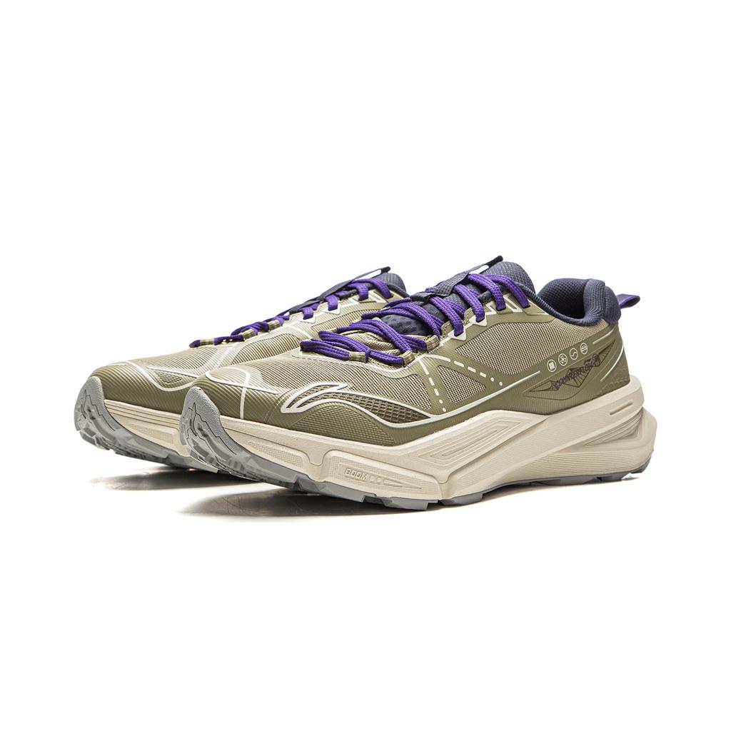 Li Ning Outdoor CF Trail TPU Sports Fashion Shock Absorption Support Rebound Grip Low-Top Hiking Shoes Unisex hiking shoes Sandalwood-Green AHTV027-8