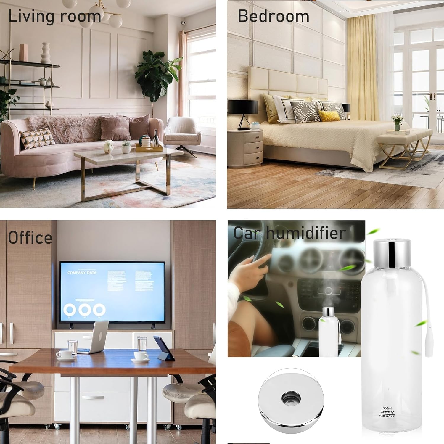 Milltrip 300ml USB Cool Mist Humidifier, Portable Mini Cool Mist Water Bottle Humidifier for Bedroom Desk Car Travel Office Baby Home