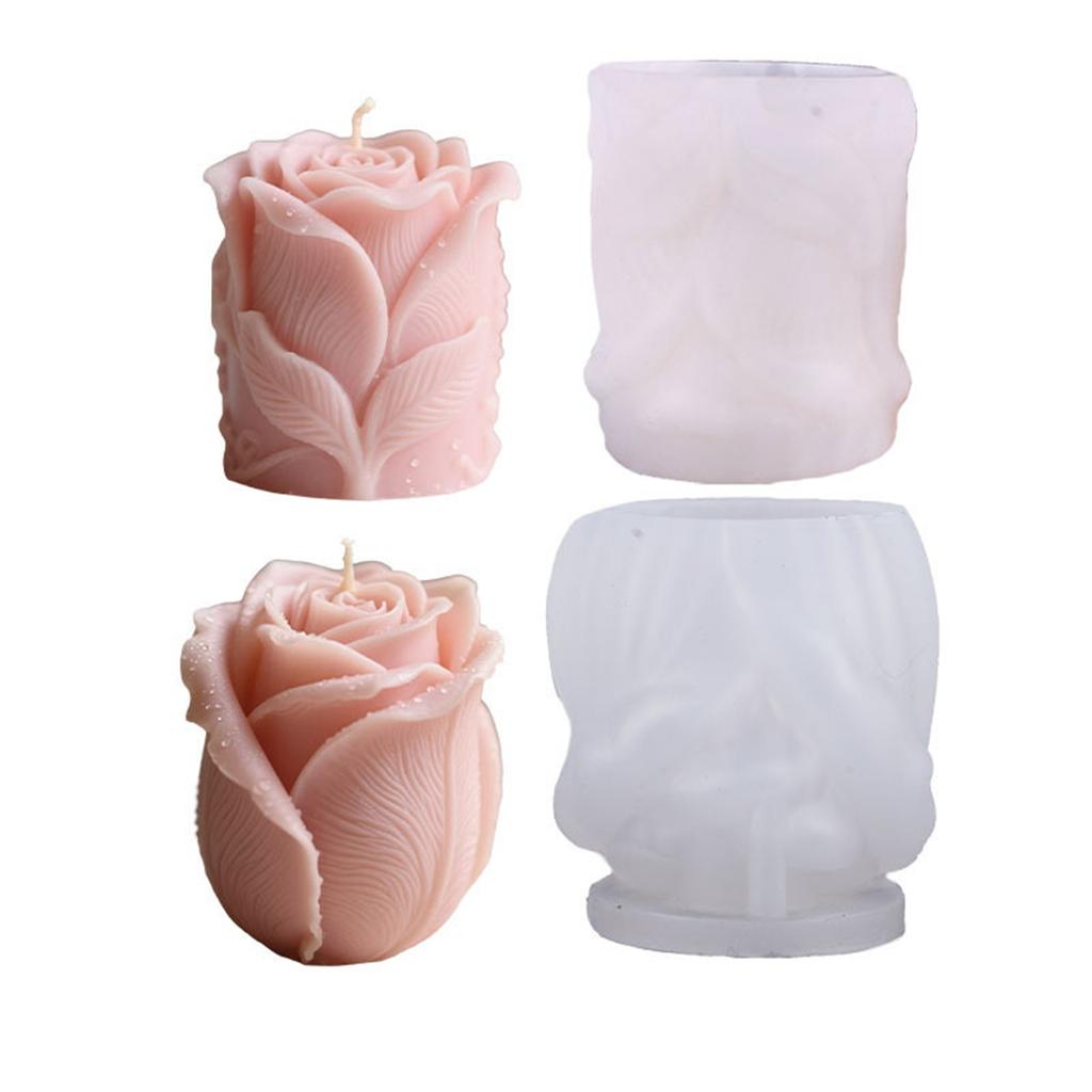 Rose Bud Candle Silicone Mould Reusable Flower Aromatherapy Candle Mould Simulation Rose Bud Cylinder For Home Decor Hobby Craft