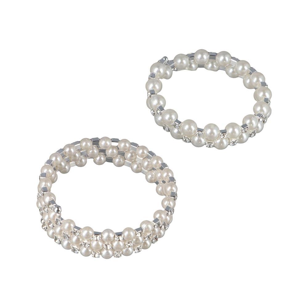 Crystal Chain Pendant Charm Wide Winding Bangles Pearl Bracelets Multilayer