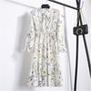 Elegant Floral Chiffon Long Sleeve Casual Vintage Boho Maxi Dress For Women