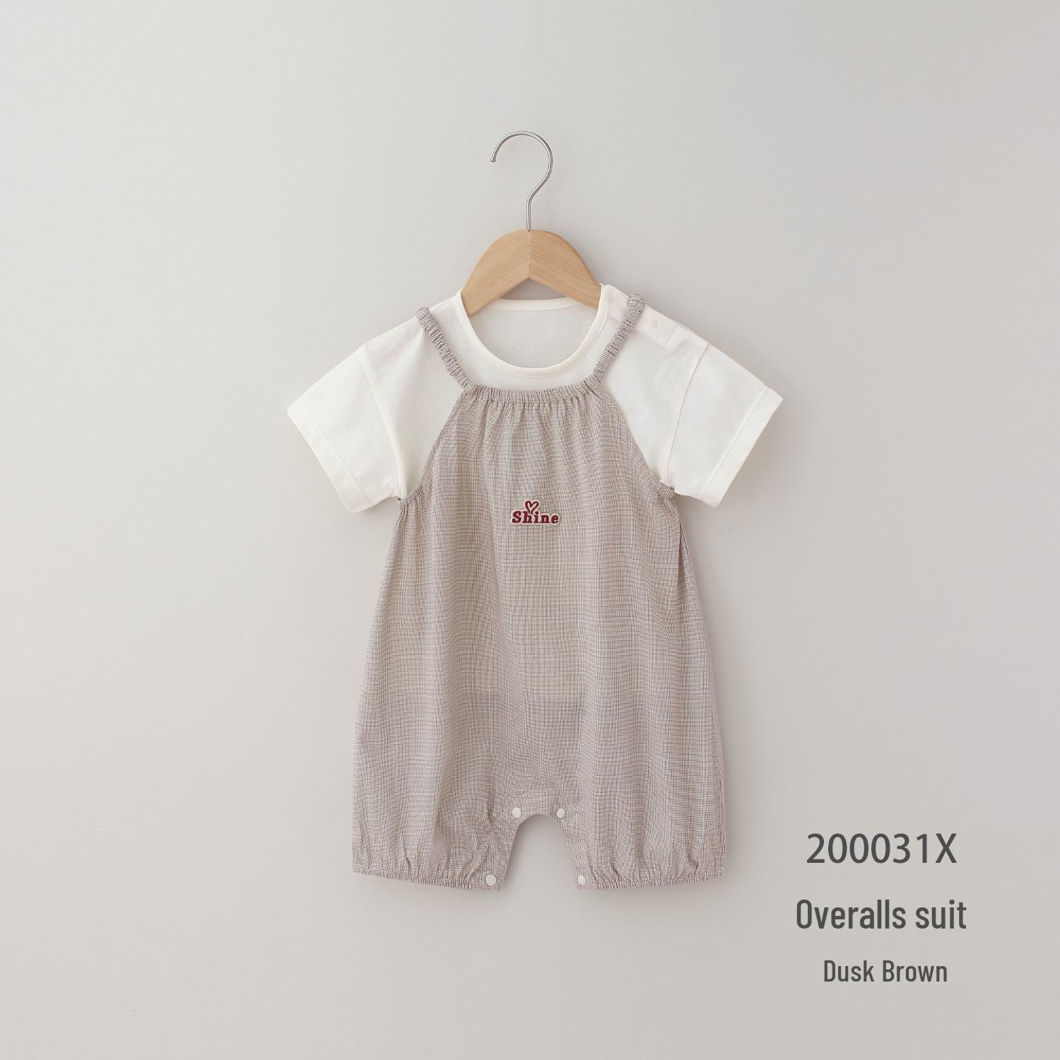 Ouyuan British Style Summer Baby Boys Skin-Friendly Cotton Overalls Set 73 cm