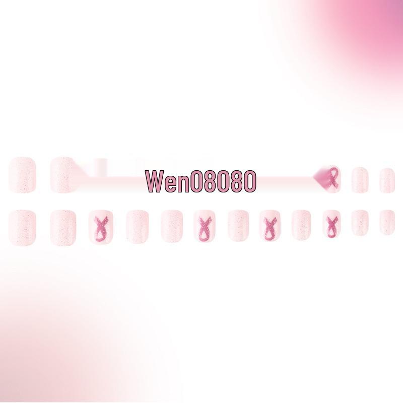 Lesklé nalepovací nehty na Valentýna - 24 kusů, odnímatelná sada