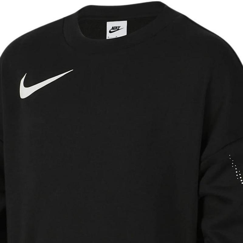 Nike Sweatshirt Letter Logo Print Crewneck Pullover Kids Tops Black FD0150-010