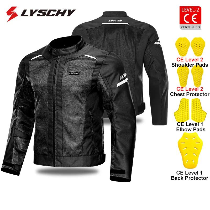 LYSCHY Motorcycle Jacket Pants Summer Mesh Breathable Motorbike Jacket Men Women CE2 Level Protective Anti-fall Motocross Jacket