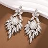 Water Crystal Drop Earrings With Flower Design For Elegant Weddings