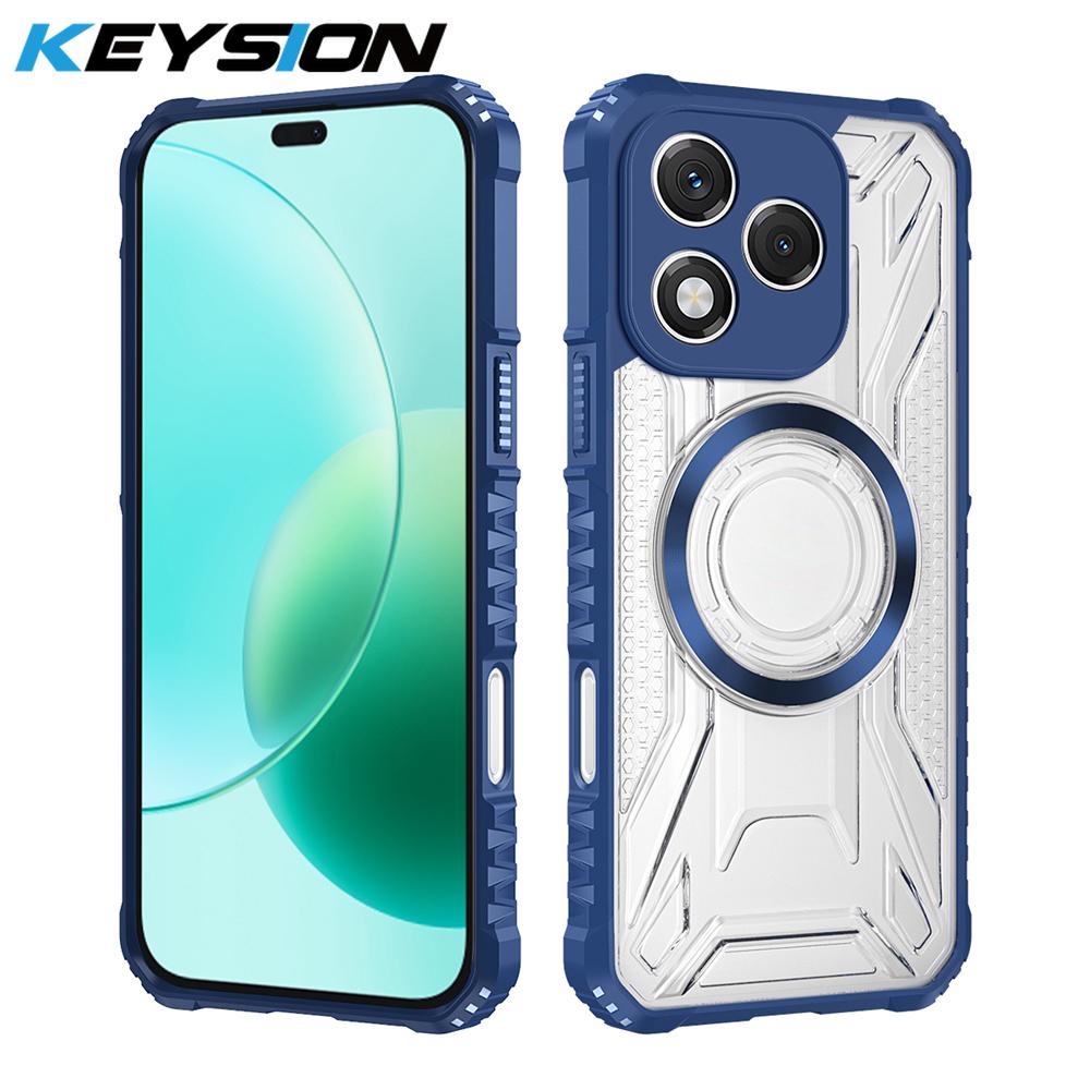 KEYSION Transparent Magnetic Case for Honor 400 Pro 5G Silicone+PC Heavy Duty Shockproof Phone Cover for Huawei Honor 400 Lite