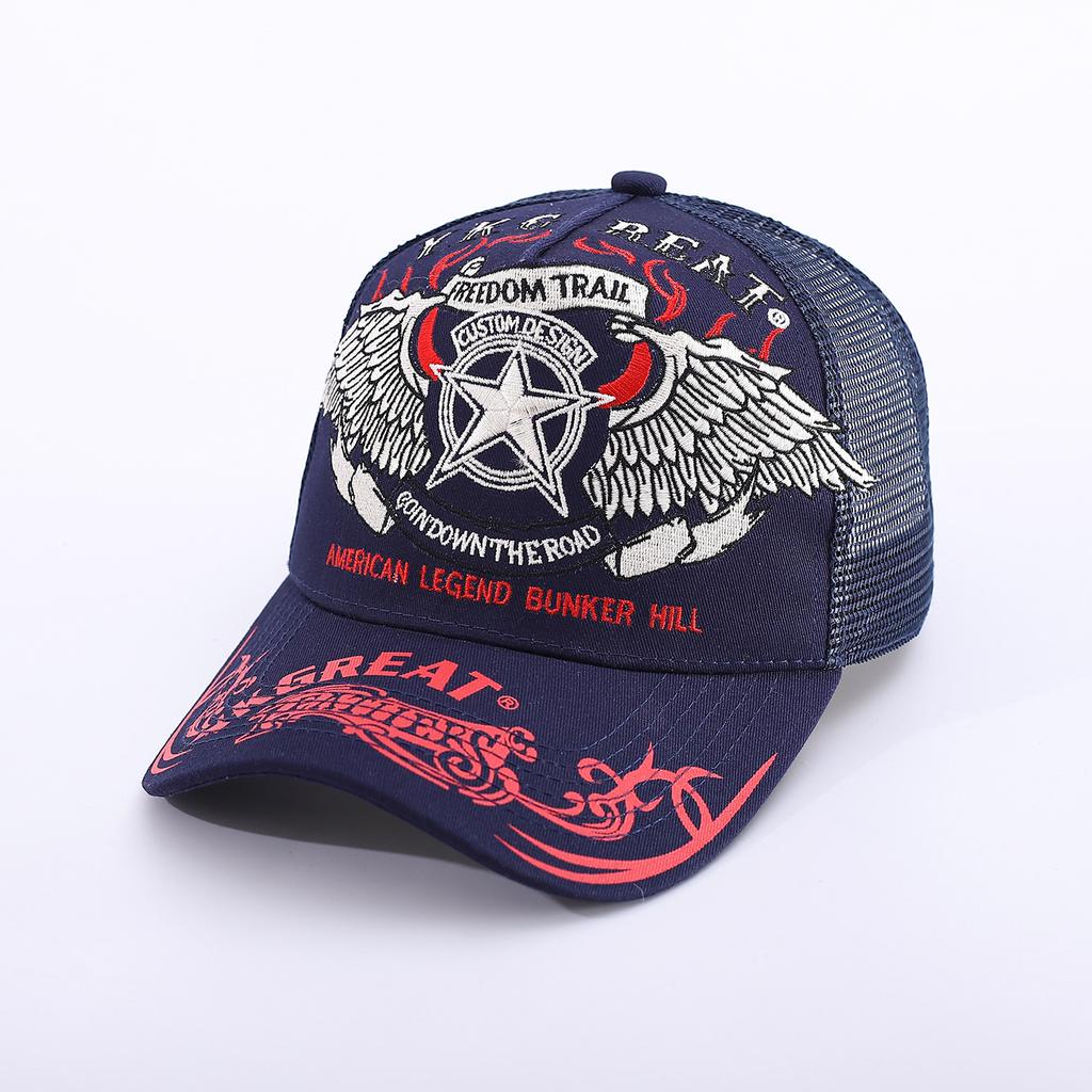 Pentagram Skull Mesh American Locomotive Cap Truck Driver Hat Breathable Baseball Cap