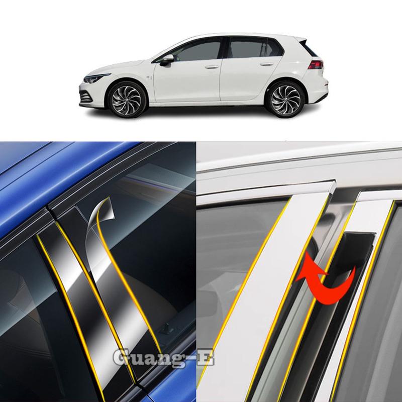 Car TPU/Glossy Mirror Post Cover For VW Volkswagen Golf8 Golf 8 Door Trim Window Molding Sticker Parts
