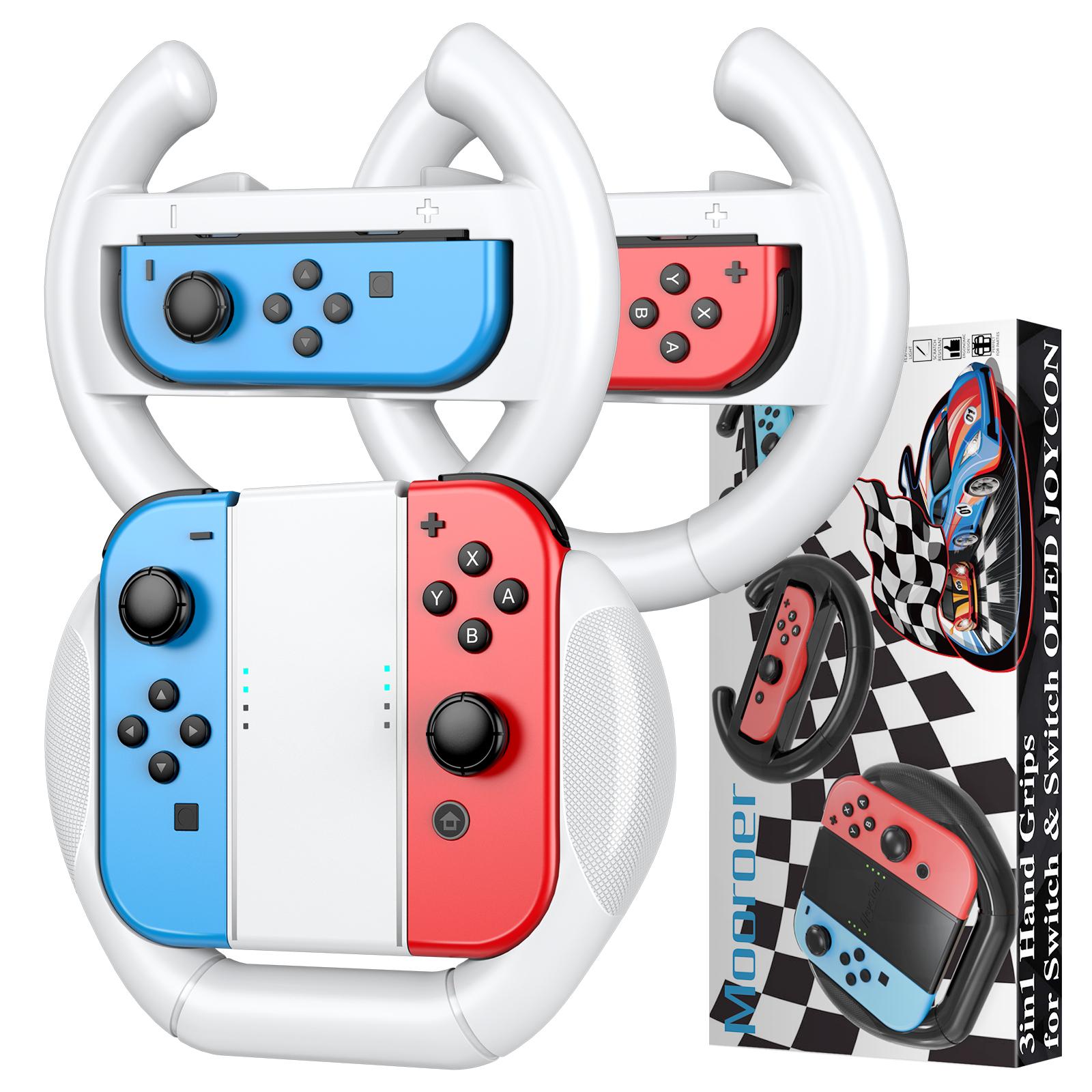 

Кермо для моделі Nintendo Switch & Switch OLED Joy-Con, контролер Racing Wheel для Mario Kart 8 Deluxe білий