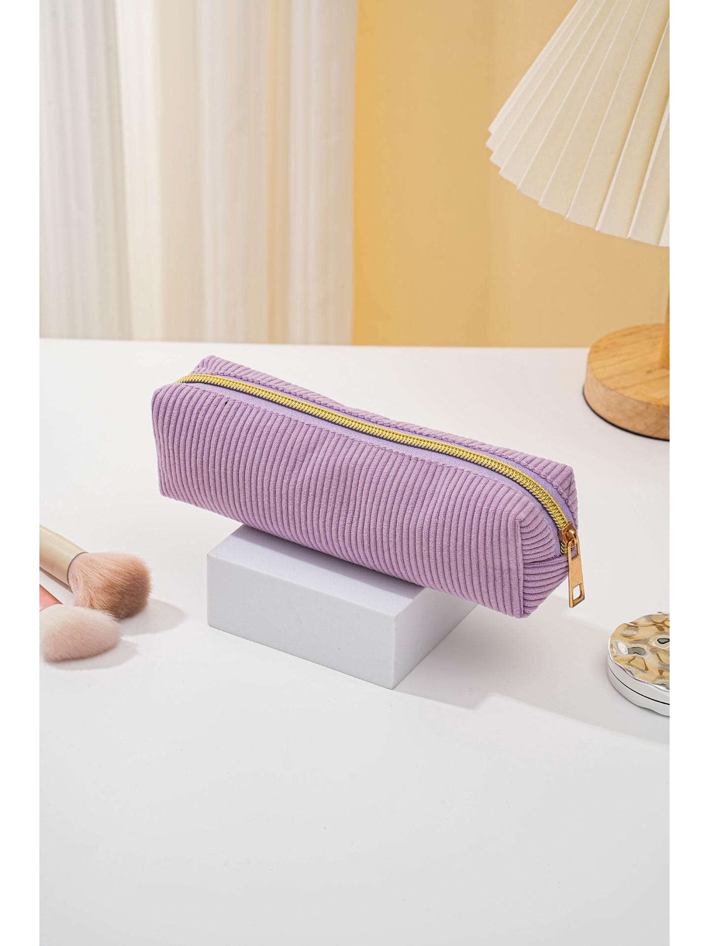 Large Capacity Corduroy Pencil and Makeup Bag - Cute Korean Style Stationery for Girls