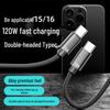 120W Dual Type-C PD Fast Charging Cable for Apple 15/16 & Huawei 6A