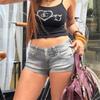 Shorts in Denim a Vita Bassa Y2K da Donna Mini Jeans Vintage Vestibilità Slim Micro Shorts Streetwear Estivi Casual Hot Pants