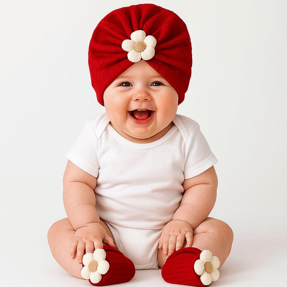 Elastic Infant Turban Hat Socks Set Soft Cotton Hat Sock Set Baby Headscarf Hat  Newborn Supplies