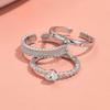 New Personality Plain Circle Silver Color Elegance Open Mouth Rings Three-piece Set for Women Trend Party Aesthetic Jewelry Gift