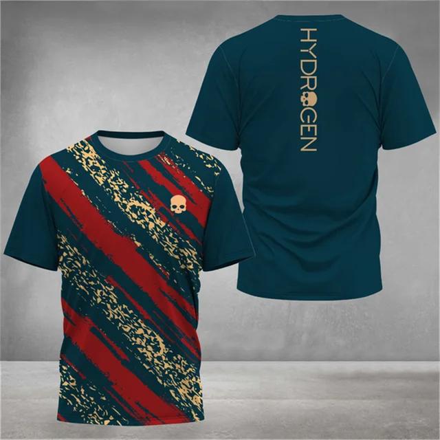 Fashion Color Striped 3D Print T Shirt For Men Outdoor Tennis Badminton Training Clothing Casual O-neck Short Sleeve Loose Tops