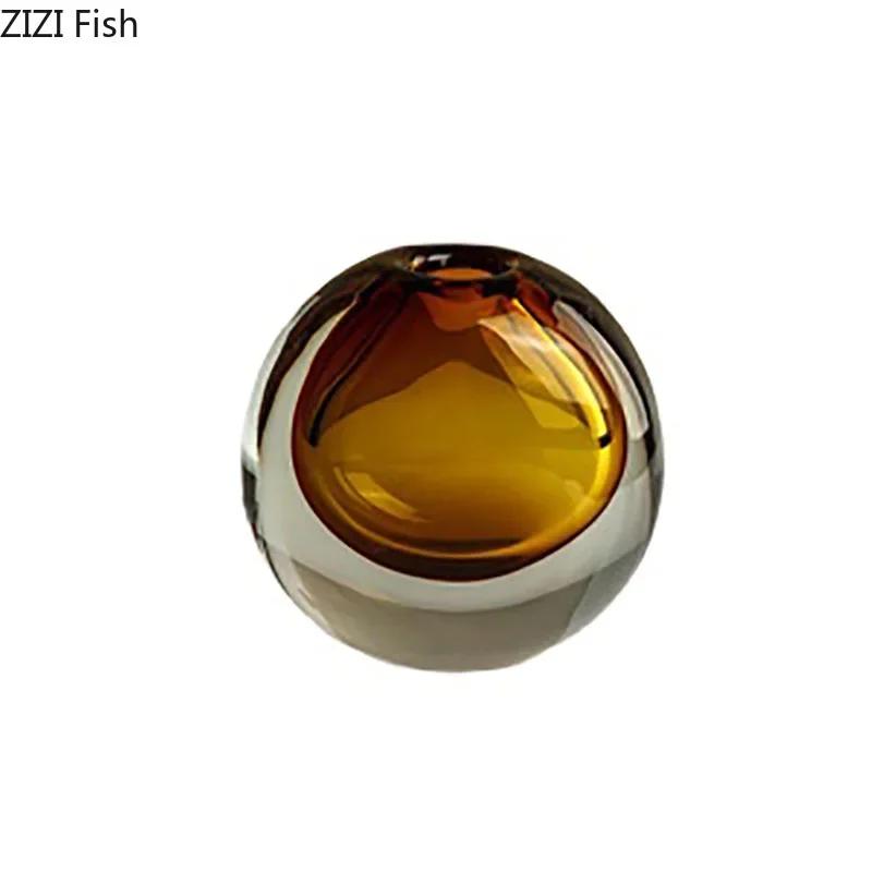 Dual Color Transparent Glass Vase Artificial Flower Decorative Flowers Pots Desk Decoration Floral Arrangement Modern Home Decor