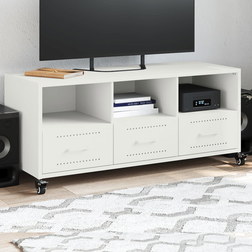 TV Stand White 100.5 x 39 x 43.5 cm Steel