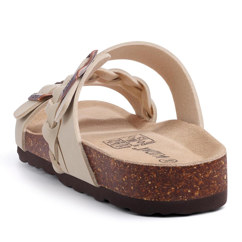 Gacimy Women's Summer Cork Sandals Comfortable Cork Footbed Slippers With Adjustable Buckle  Fashion  Slides