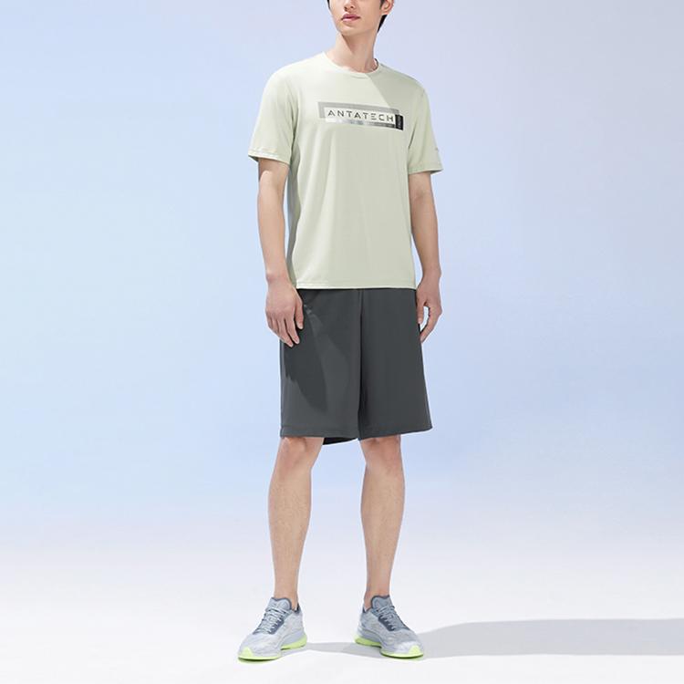 Anta Printed Letter Round Neck Pullover Short Sleeve T-Shirt Men Tops 152327109-2