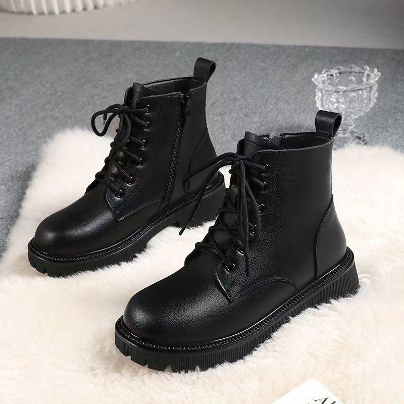 Soft-soled Martin Boots for Women's 2025 Autumn and Winter New Single Boots British Style Thick-soled Velvet Low-heeled Soft Leather Short Boots for 