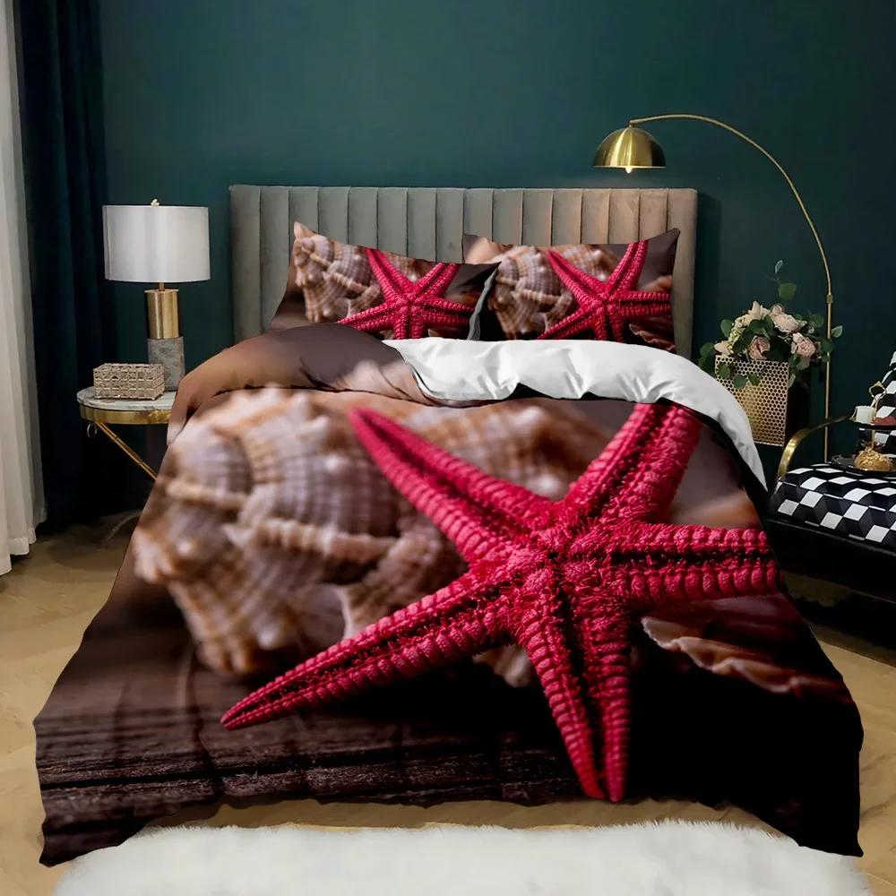 Beach Themed Blue Ocean Comfortable Duvet Quilt Cover Pillowcase Bedding Set Children Bedroom Decoration Home Textile