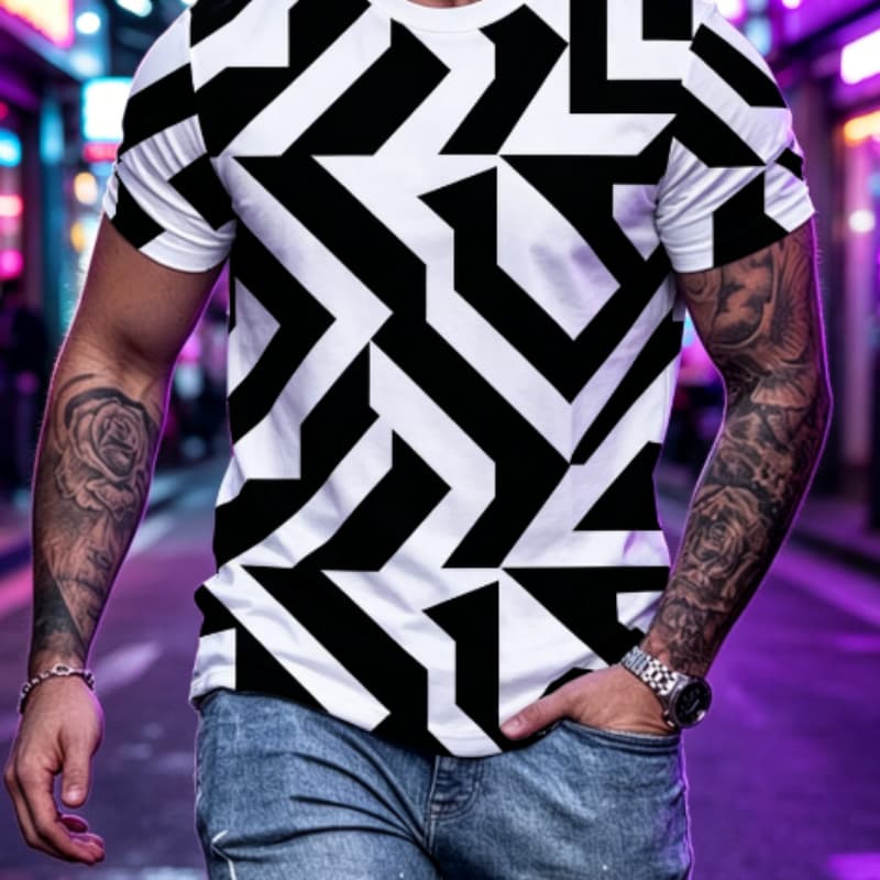 Men s Fashion 3D Printed Men s T-Shirt Round Neck Short Sleeve S