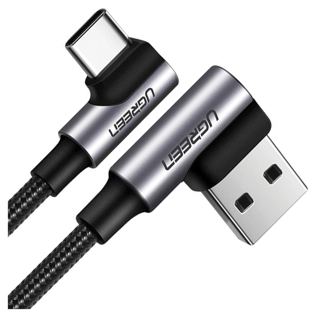Kabel Usb Do Usb-C, Kątowy Ugreen Us176, 3A, 1M (Czarny)