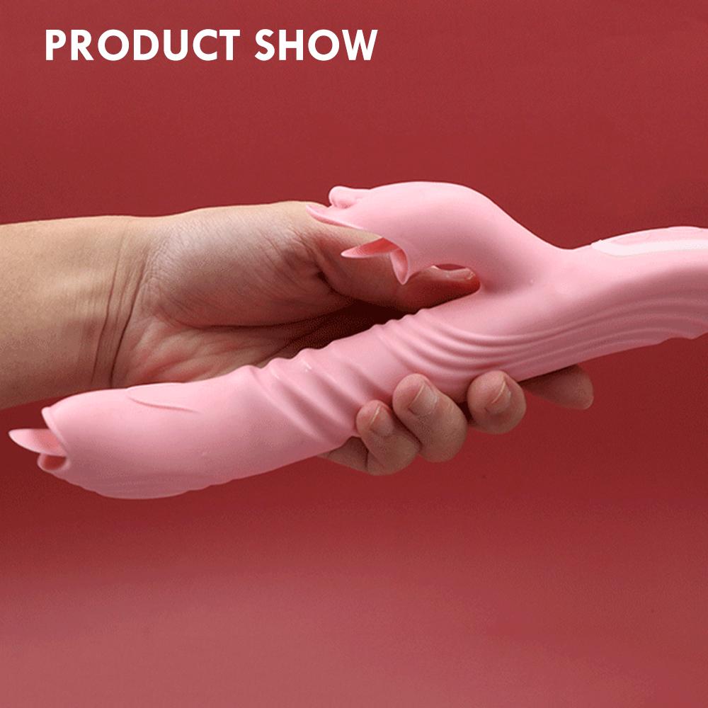 Doppel Zunge Cunnilingus Vibrator Teleskop Rotierenden Dildo Heizung Vagina Klitoris Stimulieren Vibrator Erwachsene Sex Spielzeug für Frauen