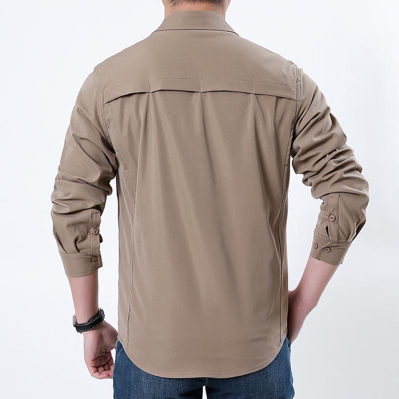 Men's Outdoor Quick Dry Tactical Shirt - Long Sleeve, Breathable, Elastic, Multi-Pocket