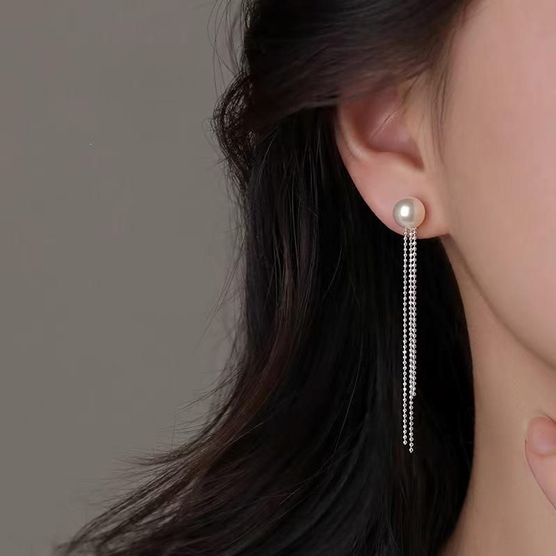 2025 New Elegant Pearl Tassel Stud Earrings – 925 Sterling Silver, Light Luxury Style