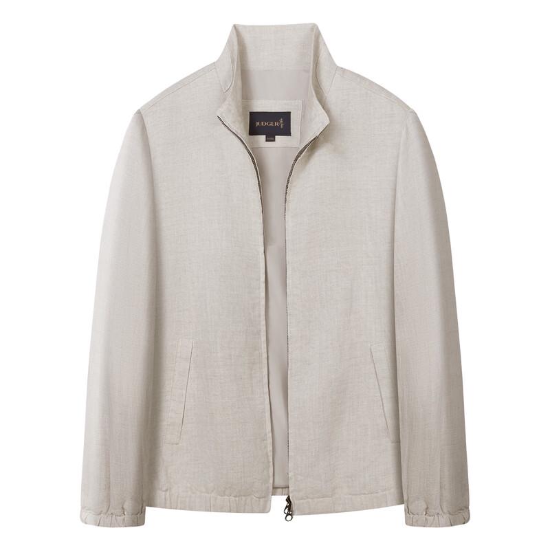 Judger Men's Linen Tencel Stand Collar Jacket