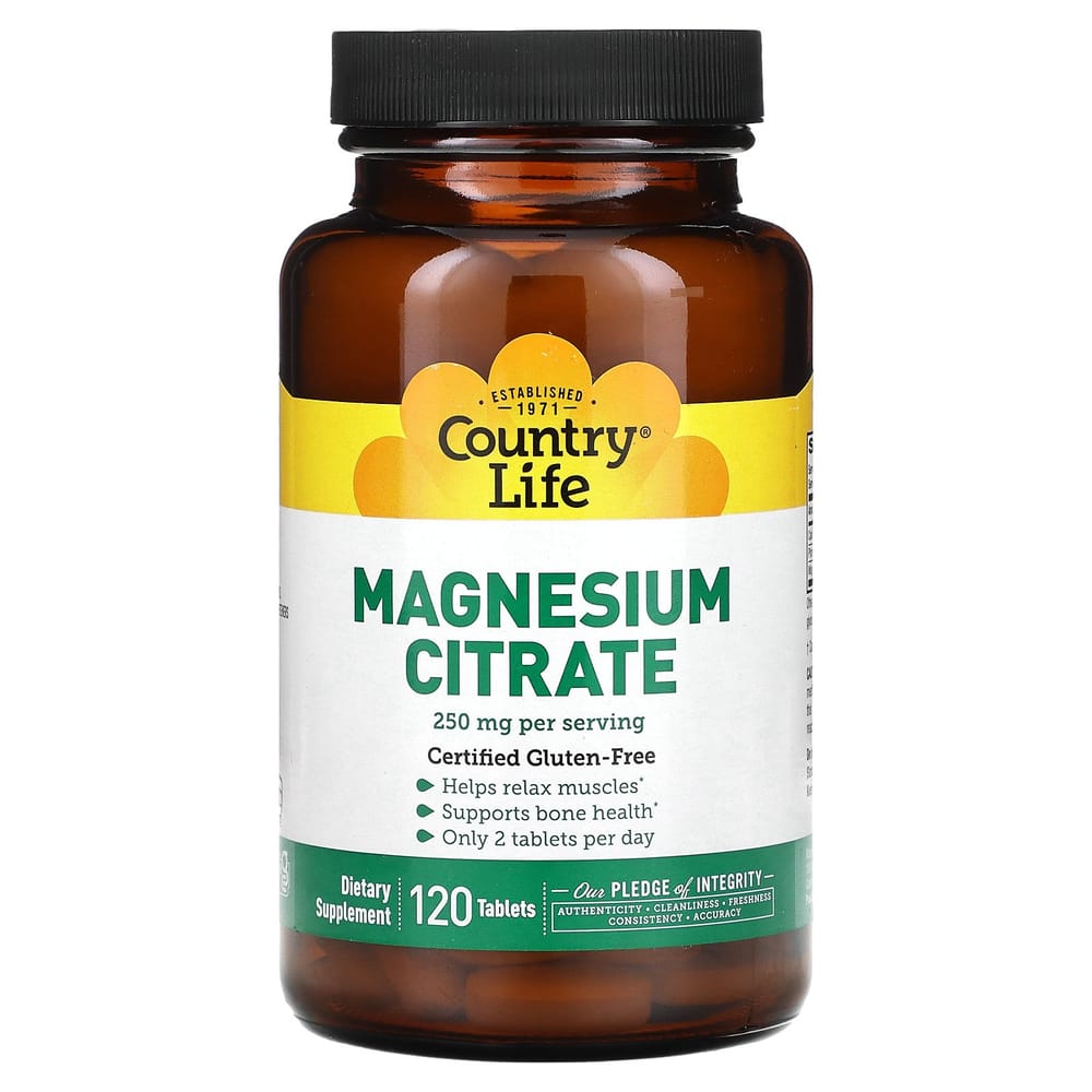 Country Life Magnesium Citrate 250mg, 120 Tablets