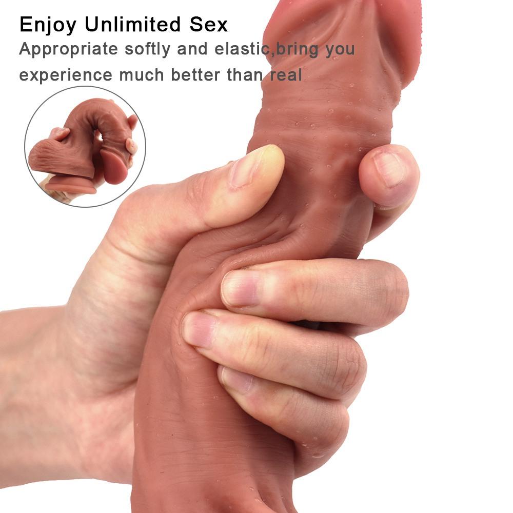 Liquid Silicone Dildo for Women Realistic Penis Adult Toy Soft Flexible Texture with Suction Cup