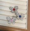 Blue Gem Flower Ring: Women's Handmade Zircon Flower Design, Light Luxury High-End Open Ring Jewelry