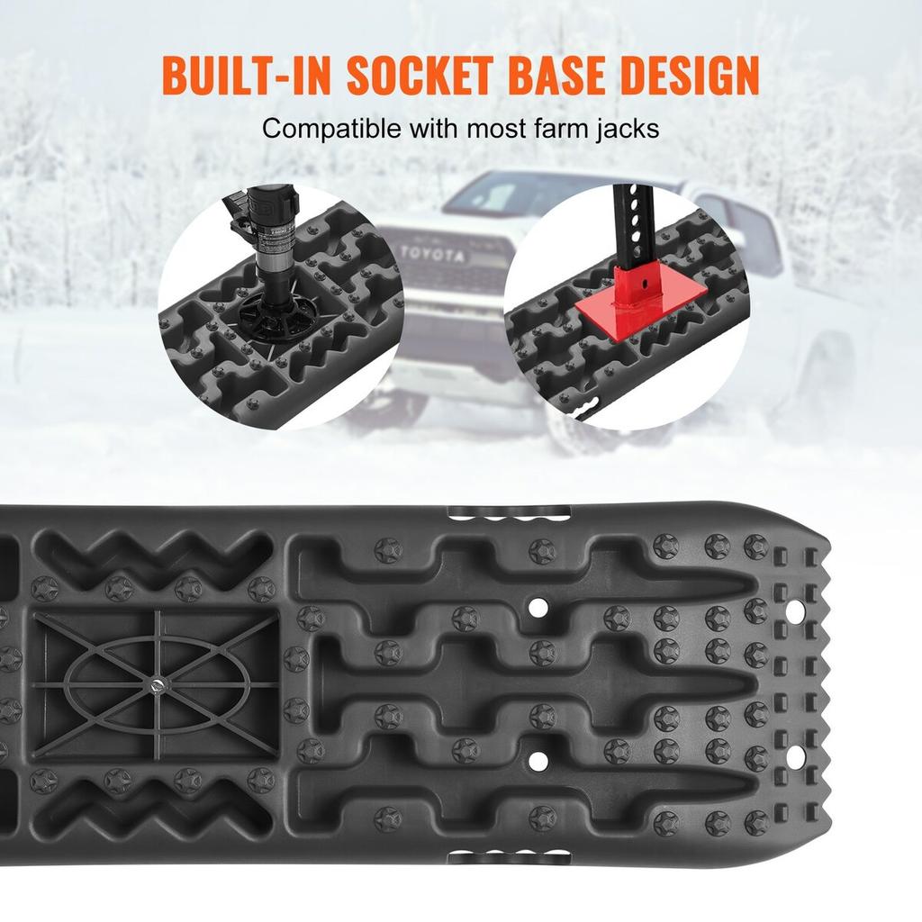 2PCS Traction Boards with PP for Mud Snow Sand Storage Bag Long Black