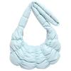 Women Solid Color PU Leather Shoulder Crossbody Bag Pleated Padded Handbag Purse