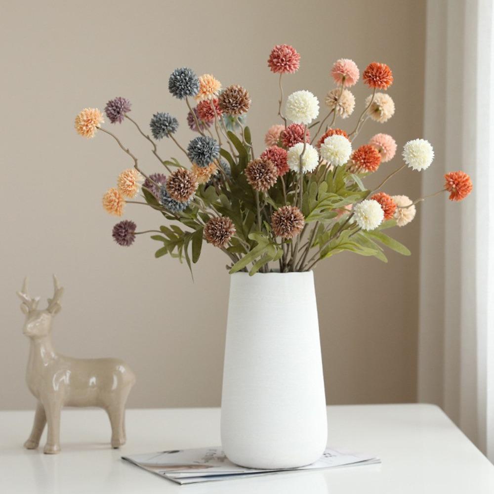 

4pcs 5 Head Artificial Small Thorn Ball Flowers Plastic Fake Flowers Real Touch