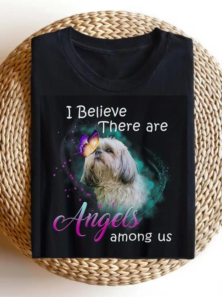 Shih Tzu Dog Lover T-Shirt - Soft Breathable Purple Tee with "I Believe There