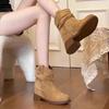 Thick heel 2025 suede pile new Martin boots temperament boots women's short boots versatile autumn and winter pointed head thin fashion