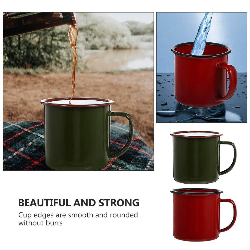 2Pcs Enamel Tea Mugs Retro Drinking Cups Heat Resistant Rustproof Mugs for Home Cafe Kitchen Storage Practical Tea Cups other