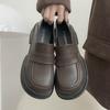 Queen Fan French Platform Loafers Women's New Autumn and Winter Versatile Thick Heel Retro British Style Small Leather Shoes