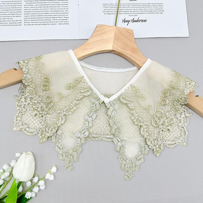 Perfect Match Pink Women Scarf Shawl Detachable Collar Tie Necklace Embroidery Lapel Fake False Collar Woman Lace Tie Neckwear Nep Kraagie