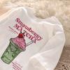 Summer Fashion Sweet Style Strawberry Matcha Ice Cream Printed Tshirt for WomenShort Sleeved Top Casual Round Neck Tee