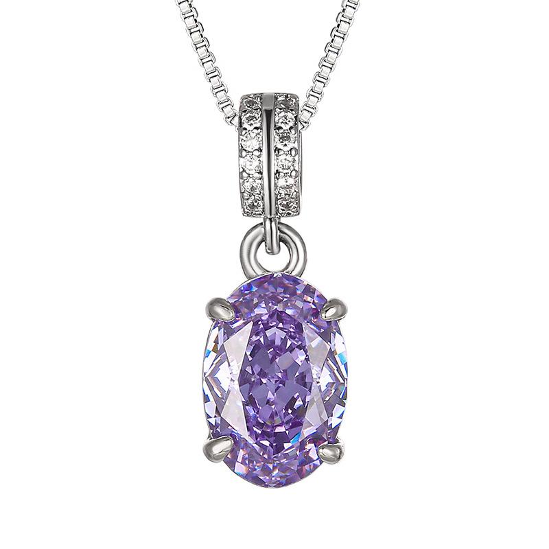 Jewelry Set Oval Ring Earring Necklace Women Light Luxury Ice Flower Cut Super Sparkling High Carbon